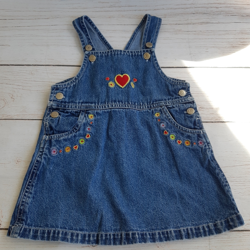 Mini Jez Denim Jumper Overall Dress 24M